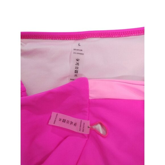 One-Shoulder Hot Pink Bikini Set With High-Waist Bottoms - Women’s Swimwear. - Picture 3 of 7